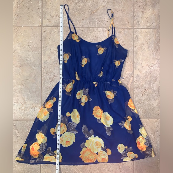 🌼💙Charming Charlie Blue and Yellow Floral Mini Dress - Adjustable Straps - - Picture 8 of 15
